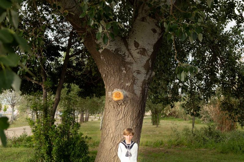 Sesión de fotos de comunión en exteriores.