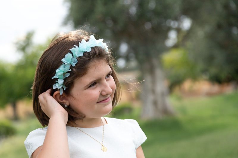 Sesión de fotos de comunión en exteriores.